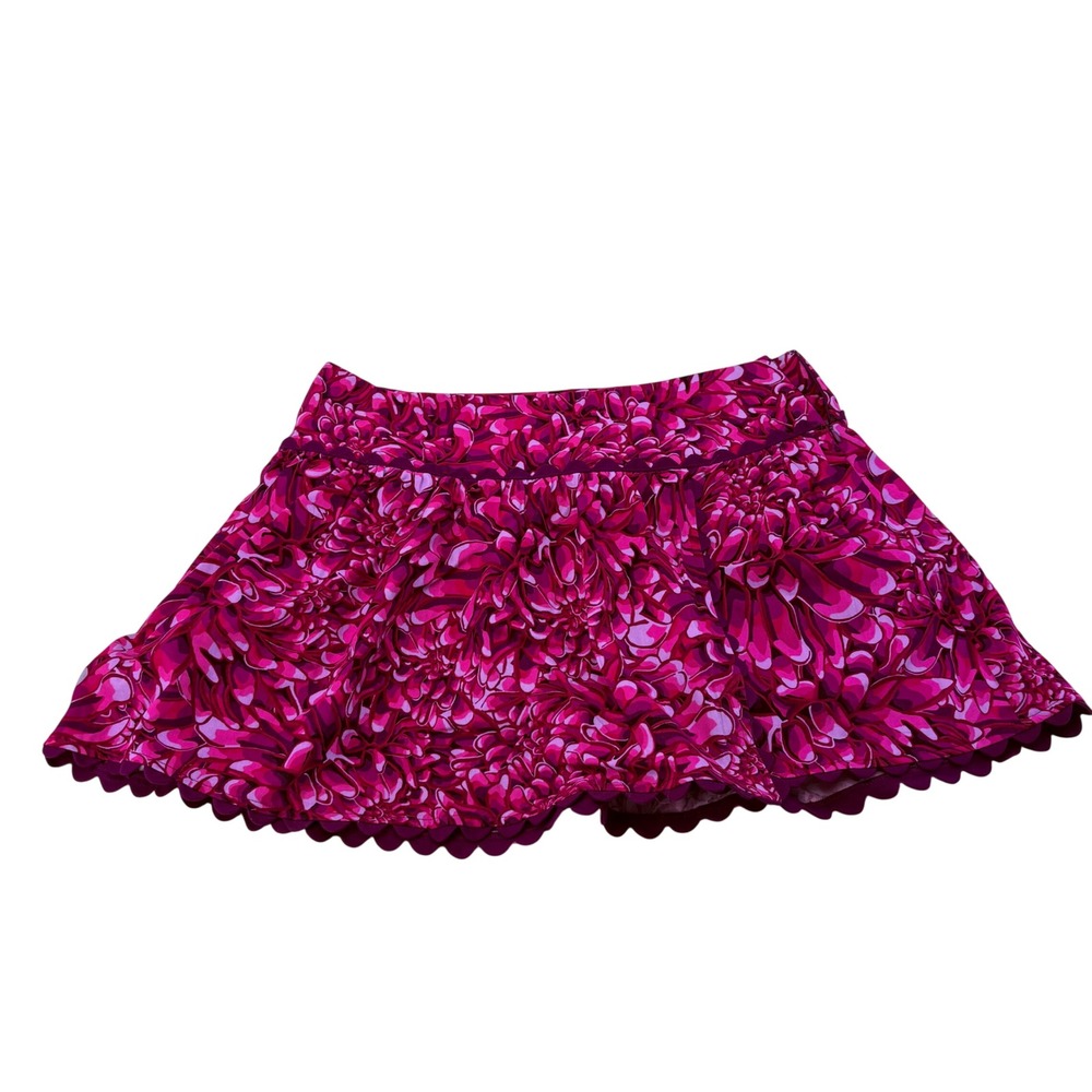 Kika Vargas Target Pink Floral Scalloped Hem Mini Skirt Size 14 Purple Maroon